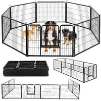 Bestpet Dog Playpen Pet Dog Fence 24""/ 32"" /40"" Height 8/16/24/32 Panels Metal Dog Pen Outdoor Exercise Pen With Doors For Large/Medium/Small Dogs,Pet Puppy Playpen For Rv,Camping,Yard