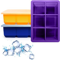 Excnorm Ice Cube Trays 3 Pack - Large Size Silicone Ice Cube Molds With Removable Lids Reusable And Bpa Free For Whiskey, Cocktail, Stackable Flexible Safe Ice