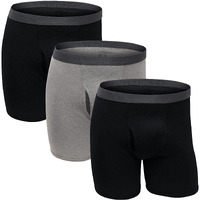 Fruit Of The Loom Men's Boxer Briefs Premium Tag-Free Cotton Underwear (Regular & Big, Big Man-3 Pack-Black/Gray, Xx-Large