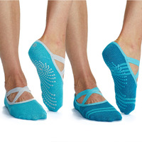 Gaiam Yoga Barre Socks - Grippy Non Slip Sticky Toe Grip Accessories For Women & Men - Pure Barre, Hot Yoga, Pilates, Ballet, Dance, Home - Frost 2-Pack