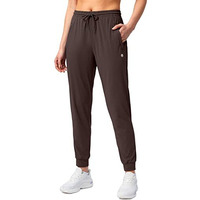 G Gradual Women's Joggers Pants With Zipper Pockets Tapered Running Sweatpants For Women Lounge, Jogging (Brown, Medium)