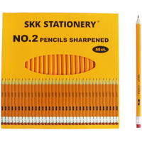 Skkstationery 50 Pcs Pre-Sharpened Pencils, Pencils Sharpened With Eraser Top, 2 Hb Pencil, 50/Box