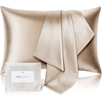 100% Pure Mulberry Silk Pillowcase For Hair And Skin - Allergen Resistant Dual Sides,600 Thread Count Silk Bed Pillow Cases With Hidden Zipper,1Pc,Queen Size,Taupe