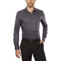 Van Heusen Men's Flex Collar Slim Fit Stretch Dress Shirt, Charcoal, 18"" Neck 34""-35"" Sleeve