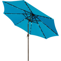 Blissun 9 Ft Solar Umbrella, 32 Led Lighted Patio Umbrella, Table Market Umbrella, Outdoor Umbrella For Garden, Deck, Backyard, Pool And Beach (Light Blue)