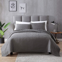 Exq Home Quilt Set Full/Queen Size Grey 3 Piece,Lightweight Soft Coverlet Modern Style Stitched Quilt Pattern Bedspread Set For All Season(1 Quilt,2 Pillow Shams)