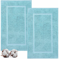 Textilom Luxury 2 Pack Banded Cotton Bath Mats For Bathroom Floor [ Hotel, Spa, Tub, Shower Bath Mat Floor Towel Set ], Machine Washable & Soft & Absorbent & Quick Dry (20 ' 'X34 ' ')- Green