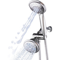 Hydroluxe 1733 Handheld Showerhead & Rain Shower Combo. High Pressure 24 Function 4"" Face Dual 2 In 1 Shower Head System With Stainless Steel Hose, Patented 3-Way Water Diverter In Nickel Finish