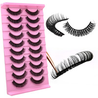 10Pairs 3D Russian Strip Lashes, Dd Curl Lash Strips, Natural False Lashes Mink, Fluffy Eyelashes Mink, Faux Mink Eyelashes Natural Look, Natural Wispies Mink Eyelashes, Wispy Fake Lashes(S78)