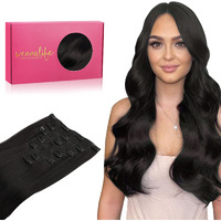 Wennalife Clip In Human Hair Extensions, 16 Inch 120G 7Pcs Natural Black Hair Extensions Clip In Human Hair Remy Clip In Hair Extensions Real Human Hair Double Weft