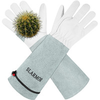 Slarmor Long-Gardening-Gloves Women/Men-Thorn Proof Rose Pruning Heavy Duty Gauntlet-S