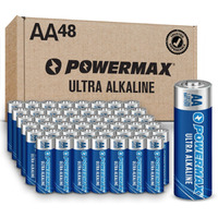 Powermax 48-Count Aa Batteries, Ultra Long Lasting Alkaline Battery, 10-Year Shelf Life, Recloseable Packaging
