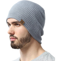 Winter Beanie Knit Hat For Men & Women - Daily Knit Ribbed Cap - Warm & Soft Stylish Toboggan Skull Caps For Cold Weather Light Gray