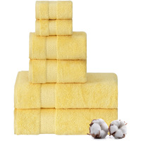 Textilom 100% Turkish Cotton 6 Pcs Bath Towel Set, Luxury Bath Towels For Bathroom, Soft & Absorbent Bathroom Towels Set ( 2 Bath Towels, 2 Hand Towels, 2 Washcloths )- Yellow