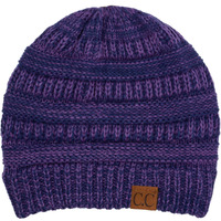 C.C Exclusives Cable Knit Beanie - Thick, Soft & Warm Chunky Beanie Hats (2 Tone Purple/Navy)