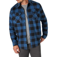 Wrangler Authentics Men's Long Sleeve Heavyweight Fleece Shirt Blue Buffalo Plaid Medium
