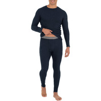 Fruit Of The Loom Men's Recycled Waffle Thermal Underwear Set (Top And Bottom), Navy, 2X-Large