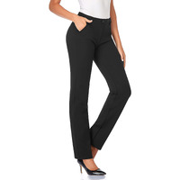 Tapata Women's 28''/30''/32''/34'' Stretchy Straight Dress Pants With Pockets Tall, Petite, Regular For Office Work Business 32"", Black, S