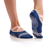 Gaiam Yoga Barre Socks - Grippy Non Slip Sticky Toe Grip Accessories For Women & Men - Pure Barre, Hot Yoga, Pilates, Ballet, Dance, Home - Indigo