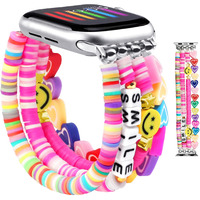 Jr.Dm Beaded Bracelet Compatible With Apple Watch 40Mm 38Mm 41Mm 42Mm For Women, Cute Fashion Preppy Stack Handmade Elastic Watch Strap Replacement For Iwatch Series 10/9/8/7/Se/6/5/4/3/2/1 (Colorful)