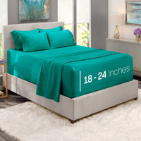 Nestl Extra Deep Pocket King Sheets Set - 6 Pc Soft Microfiber Extra Deep Pocket King Size Sheets - Fade Resistant Bedding Sheets & Pillowcases - King, Teal Blue/Green