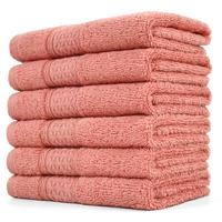 Cleanbear Ultra Soft Washcloths 6 Pack Cotton Face Cloths Wash Cloths Set - Large Bathroom Washcloth 13 X 13 Inches (Coral)