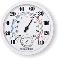 Indoor Outdoor Thermometer Large Waterproof Wall Patio Weather Thermometer No Battery Required Hanging Decor (White)