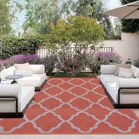Outdoorlines Outdoor Plastic Area Rug For Patio 5X8 Ft - Reversible Outside Carpet, Stain & Uv Resistant Rv Mats, Straw Rug For Camping, Deck Garden, Porch And Balcony, Moroccan/Orange & Light Grey