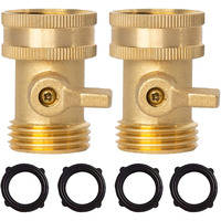 Xiny Tool Brass Garden Hose Shut Off Valve, Heavy Duty 34 Inch Solid Brass Garden Hose Shut Off Valve With 4 Extra Rubber Washers (2)