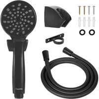 Rv Shower Head With Hose And On Off Switch (Trickle), Water Saving High Pressure Shower Head With Hose Guide Ring, Shower Holder For Rv, Camper, Van, Travel Trailer, Motorhome, Boat, Black