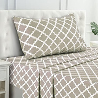 Ldc Lux Decor Collection Bed Sheets - 3 Pc Twin Xl Sheets - High Gsm Brushed Microfiber Sheets -Upto 16 Inches Deep Pocket Bedding Sheets & Pillowcases (Twin Xl, Quatrefoil Taupe)
