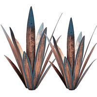 Jesokiibo 2Pcs Tequila Rustic Sculpture Diy Metal Agave Plant Home Decor Rustic Hand Painted Metal Agave Garden Ornaments Outdoor Decor Figurines Home Yard Decorations Stakes Lawn Ornaments