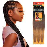 Sensationnel X-Pression Prestretched Braiding Hair - Kanekalon Flame Retardant Smooth Yaki Braid Hair Extension 3X 58 Inch (5 Pack, Sm1B/27)