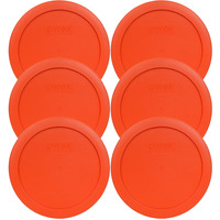 Pyrex 7201-Pc Round 4 Cup Storage Lid For Glass Bowls (6, Pumpkin Orange)