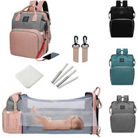 Anwtotu Diaper Bag With Changing Station,Diaper Bag Backpack,7 In 1 Travel Diaper Bag,Mommy Bag With Usb Charging Port (Pink-Grey)