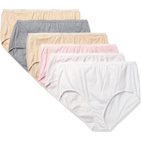 Just My Size Women's Cool Comfort Cotton High Brief 6-Pack, Assorted 2, 10
