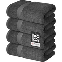 Infinitee Xclusives Premium Bath Towels Set Pack Of 4-100% Ring Spun Cotton Towels - Grey Towels 27 X 54 - Soft Feel, Quick Dry, Highly Absorbent Durable Towels, Perfect For Daily Use