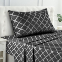Ldc Lux Decor Collection Bed Sheets - 3 Pc Twin Xl Sheets - High Gsm Brushed Microfiber Sheets - Upto 16 Inches Deep Pocket Bedding Sheets & Pillowcases (Twin Xl, Quatrefoil Black)