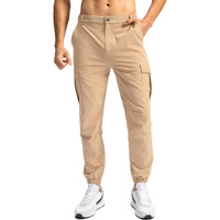 Pinkbomb Men's Hiking Cargo Pants With 7 Pockets Slim Fit Stretch Joggers Golf Cargo Work Pants For Men Light Khaki