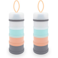 Ladiso Baby Formula Dispenser, Formula Container, Portable Milk Powder Container, Non-Spill Stackable Baby Snack Storage Container, Baby Feeding Travel Storage Container, Bpa Free, 4 Layers 2 Packs