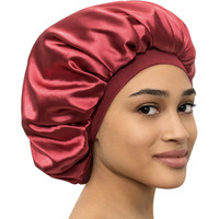 Satin Bonnet Adjustable Sleeping Silk Bonnet Black Women Men Double Layer Satin Lined Sleep Cap For Sleeping Hair Wrap Silk Hair Curly Bonnet Large Braids Locs Cover Bonnets Night Head Scarf Protect