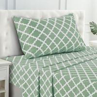 Ldc Lux Decor Collection Bed Sheets - 3 Pc Twin Xl Sheets - High Gsm Brushed Microfiber Sheets -Upto 16 Inches Deep Pocket Bedding Sheets & Pillowcases (Twin Xl, Quatrefoil Sage)