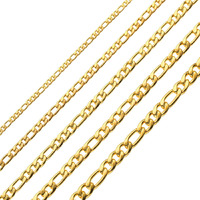 Gold Figaro Chain Necklace Stainless Steel Chain Necklace 18K Real Gold Plated Chains For Men Women Jewelry 2Mm 18 Inches