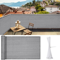 Icover 3.5X16.5Ft Balcony Privacy Screen Fence, Uv-Resistant Railing Fence Cover For Porch Deck Backyard Patio Garden, Cable Zip Ties Included, Grey