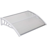 Outvita Window Awning Door Canopy 40""X30"", Polycarbonate Cover Front Door Outdoor Patio Awning Canopy Uv Rain Snow Sunlight Protection Hollow Sheet, Clear Board & White Bracket