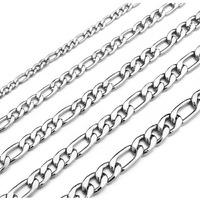 2Mm Figaro Chain Necklace Stainless Steel Silver Chain For Men Women Jewelry 24Inches