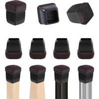 24 Pcs Extra Small Square Silicone Chair Leg Floor Protectors With Felt, Floor Protectors For Chairs, Felt Furniture Pads, Chair Leg Caps Covers Protectors For Hardwood Floors (Fit 0.5-0.8 "", Black)