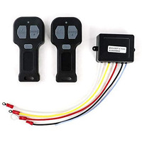 Qwork 12V Car Wireless Winch Electric Remote Control, 2 Pack Universal Mini 5 Wire Control Winch With Dual Manual Matching Transmitter Kit For Truck, Atv And Suv Winch Wireless System