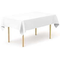 Pomp White 60 X 102 Inch Premium Polyester Tablecloth  Wrinkle + Stain Resistant Easy Care Fabric  Fits 6Ft Rectangle Table