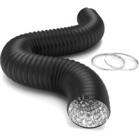 Ipower Flexible 8 Inch 8 Feet Aluminum Ducting 4 Layer Protection Dryer Vent Hose For Hvac Heating Cooling Ventilation And Exhaust, 2 Clamps Included, Pvc 8 In 8Ft, Black